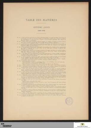 Table des Matères