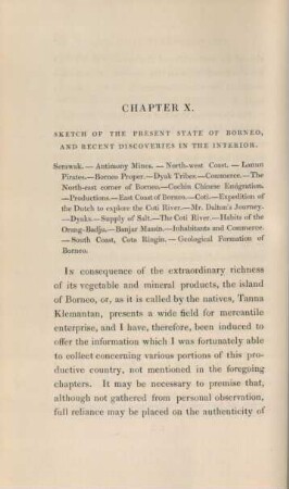 Chapter X. Sketch of the present state of Borneo, and recent discoveries in the interior