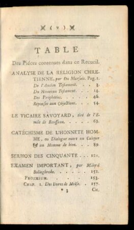 Table Des Piéces contenues dans ce Recueil