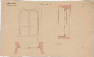 Voit, August von; München; Botanischer Garten - Souterrain - Fenster (Ansicht, Schnitte)