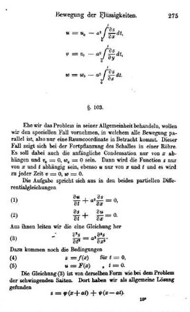 §. 103. Fortpflanzung des Schalles in einer unendlichen Röhre