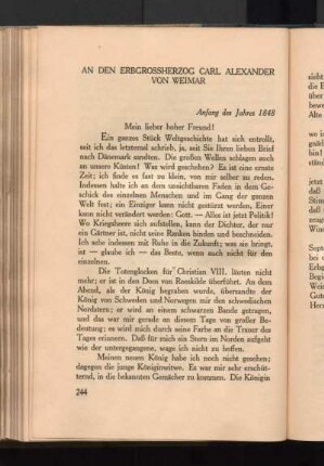 An Den Erbgrossherzog Carl Alexander Von Weimar [1848]
