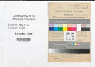 Entnazifizierung Adolf Schaefer , geb. 03.04.1897 (Grosshaendler)