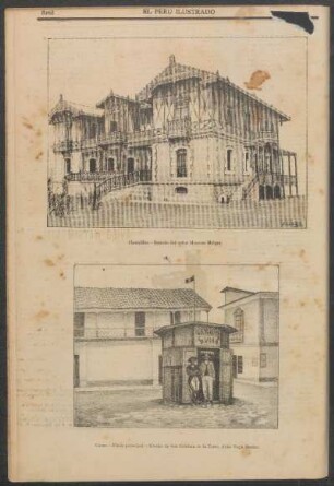 [Vista de] Caraz. - Plaza principal - Kiosko de don Esteban de la Torre, (foto. Vega Bazán).