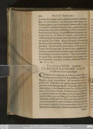 Epistola XCIV. Lutetiam. Claudio Enocho Virey, Consiliario & Secretario Regio.