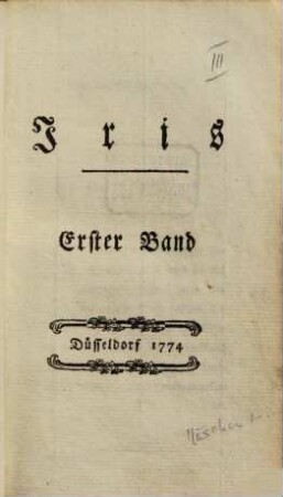 Iris : Vierteljahresschrift für Frauenzimmer. 1. 1774