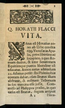 3-6, Q. Horatii Flacci Vita
