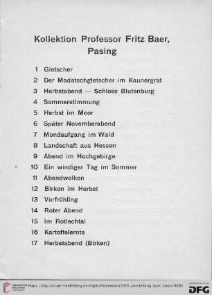 Kollektion Professor Fritz Baer, Pasing