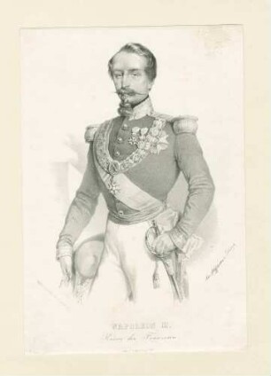 Kaiser Napoleon III. in Uniform mit Orden und Degen, Brustbild in Halbprofil