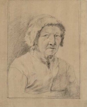 Alte Frau mit Pelzkappe
