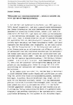 Neologismen als Forschungsgegenstand - Aktuelle Aufgaben und Ziele der Neologismenlexikographie