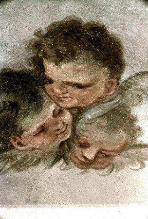 Musizierende Putti mit Flöte und Violine