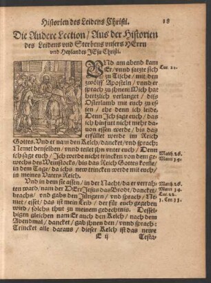 Die Andere Lection/ Aus der Historien des Leidens und Sterbens unsers Herrn und Heylandes Jesu Christi.