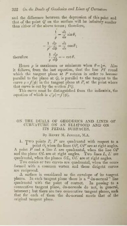On the duals of geodesics and lines of curvature on a ellipsoid and on its pedal surfaces.