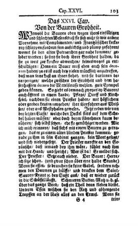 Das XXVI. Cap. Von der Bauren Grobheit