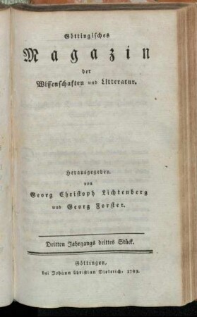 Dritten jahrgangs drittes Stück.