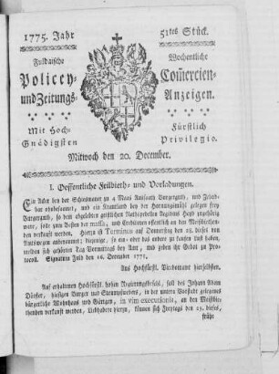 51tes Stück, Ausgabe vom 20. December 1775
