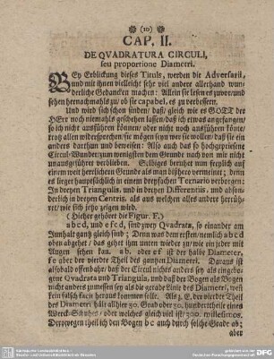 CAP. II. DE QUADRATURA CIRCULI, seu proportione Diametri.