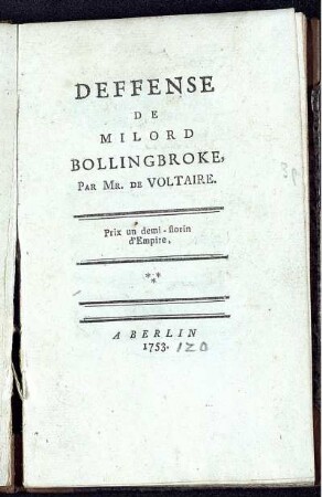 Deffense De Milord Bollingbroke