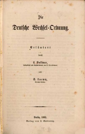 Die deutsche Wechsel-Ordnung