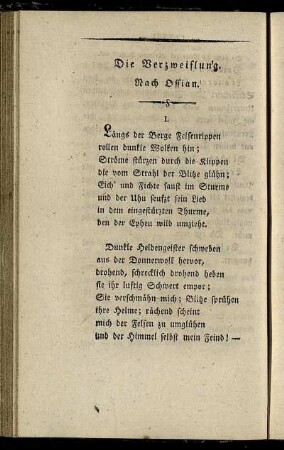 Die Verzweiflung. Nach Ossian.
