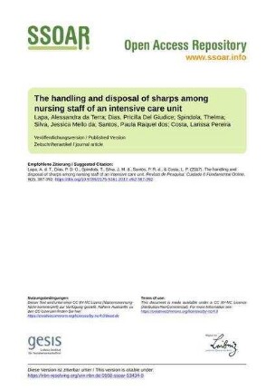 The handling and disposal of sharps among nursing staff of an intensive care unit