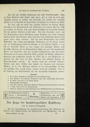 Zur Frage der staatsbürgerlichen Erziehung