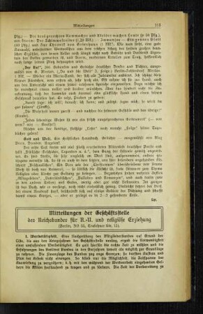 Mitteilungen der Geschäftsstelle des Reichsbundes für R.-U. und religiöse Erziehung