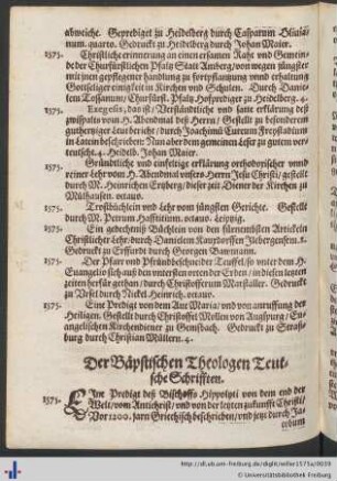 Der Bäpstischen Theologen Teutsche Schrifften.