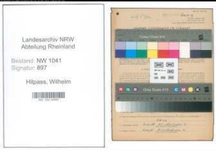 Entnazifizierung Wilhelm Hitpass , geb. 02.09.1900 (Monteur)