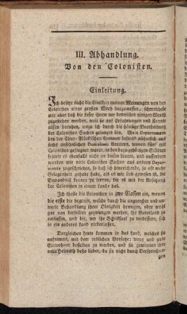 III. Abhandlung. Von den Colonisten