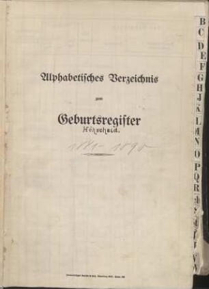Dezennaltabellen 1881 - 1890 Geburten, Heiraten und Sterbefälle Höhscheid