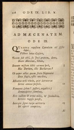 128-147, Ad Maecenatem. / A Mecenas. Ode IX.