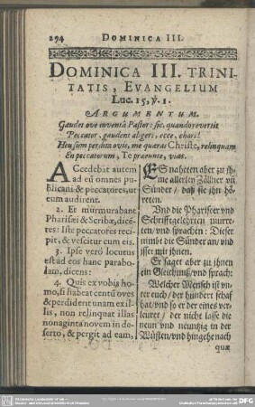 Dominica III. Trinitatis, Evangelium Luc. 15, v. 1.