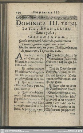 Dominica III. Trinitatis, Evangelium Luc. 15, v. 1.