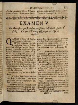 877-888, Quaero I. Quid est Baptismus? quando institutus? ...