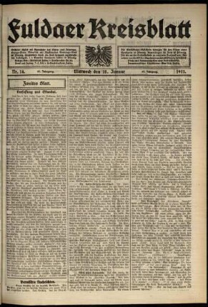 Zweite Ausgabe vom Mittwoch, den 18. Januar 1911.