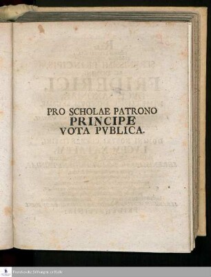 Pro Scholae Patrono Principe Vota Pvblica