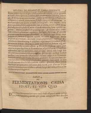 Caput 4. De Fermentationis Causa Finali, Et Vita Quid Sit.