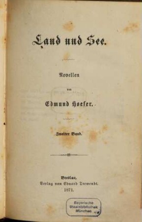 Land und See : Novellen, 2