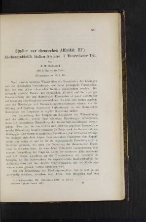 Studien zur chemischen Affinität. III.