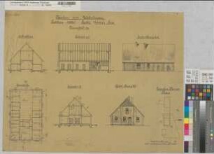 Barnsfeld (Velen) Pachtung Hölker Wohnhausneubau Grundriß, Ansichten, Schnitte, Lageplan 1907 1 : 100/500 55,5 x 73 Zeichnung Landsberg-Velensches Bauamt Landsberg-Velen