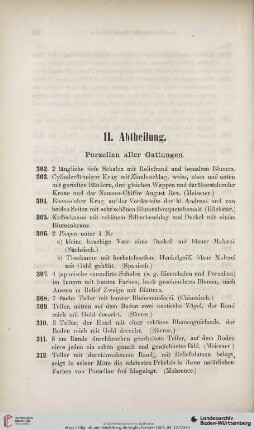 II. Abtheilung: Porzellan aller Gattungen (Nro. 302 - 455c)
