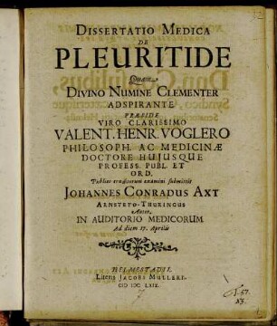 Dissertatio Medica De Pleuritide