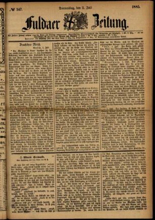 Ausgabe vom Donnerstag, den 02. Juli 1885.