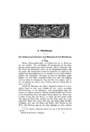 Zur Religionsphilosophie und Metaphysik des Monismus