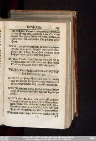 VII. Die Provintz Chorasan, vor diesem Bactriana,