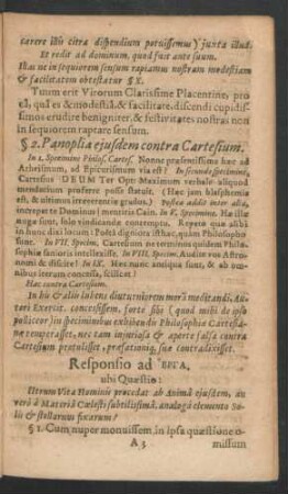 § 2. Panoplia eiusdem contra Cartesium.