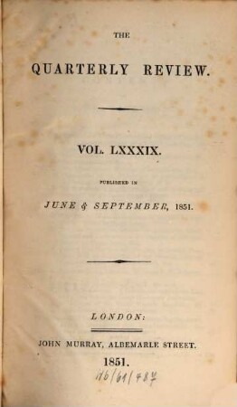 The quarterly review. 89 = No. 177 - 178. 1851