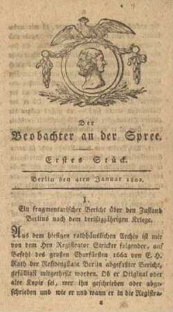 1. Stueck, 4. Januar 1802